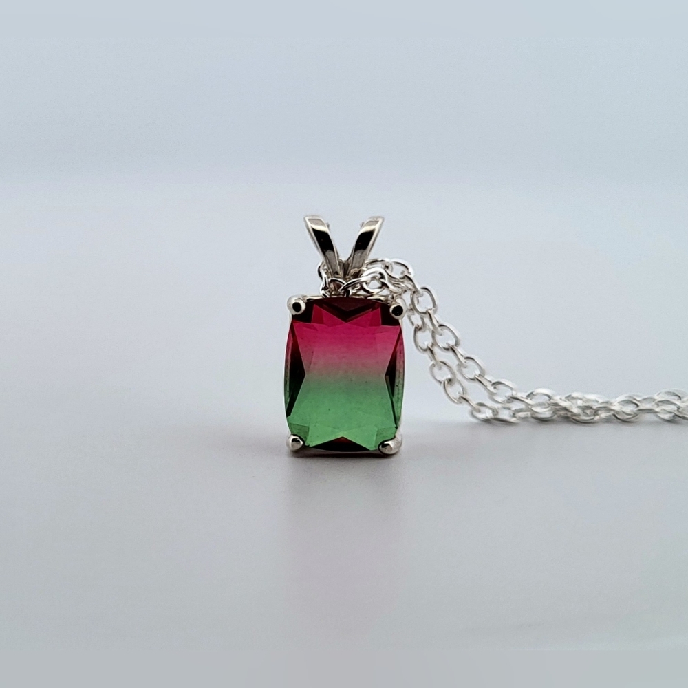1.5ct Watermelon Tourmaline Sterling Silver Necklace 15WTSSN